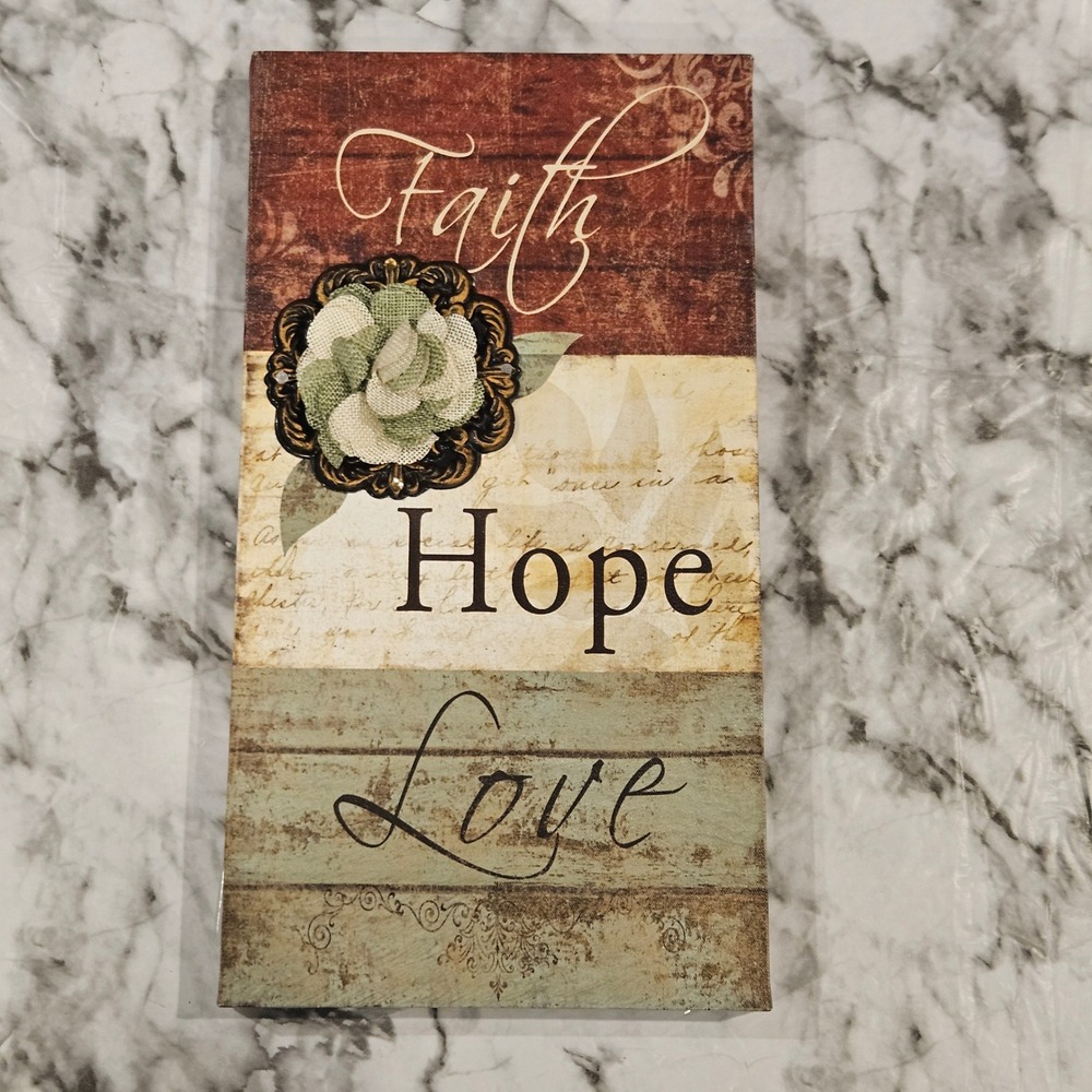 Faith Hope Love Wall Art Canvas Rustic Farmhouse Inspirational religious Quote